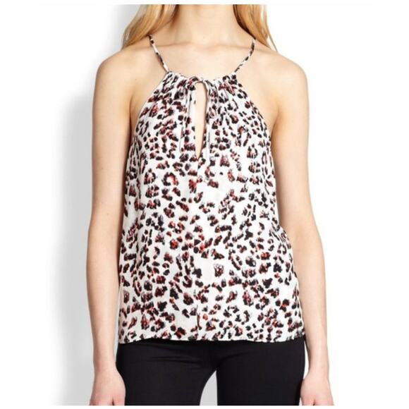 Parker Colorful Leopard Print Silk Halter Top S - Picture 1 of 8